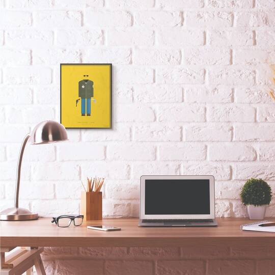 Stupell Industries Taxi Driver Minimalist Illustration Black Framed Wall Art